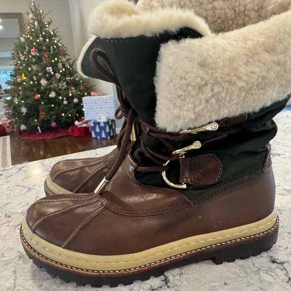 Tory Burch Jada Winter Waterproof Duck Boot Fur Lined Women's Size 7.5 M Green - Picture 4 of 10